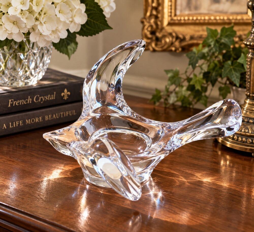 Vintage Princess House French Crystal Bird In Flight Dove Dish 8” France